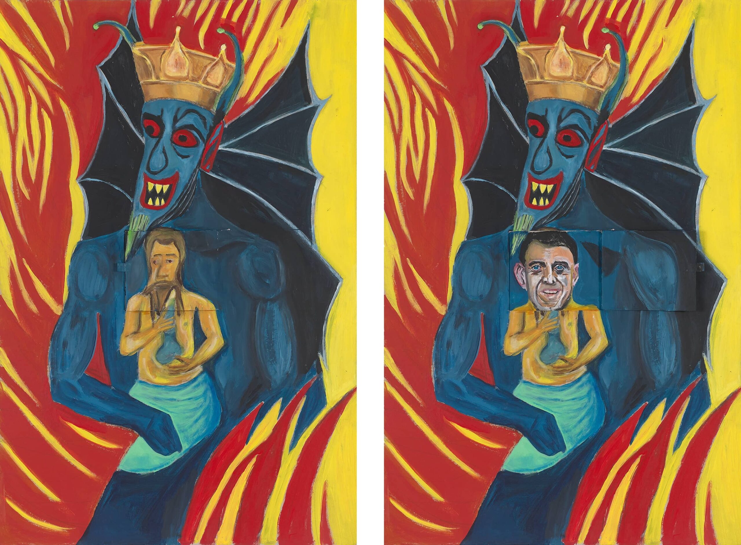 Tableau - Peinture acrylique - Manuel Valls emmené enfer