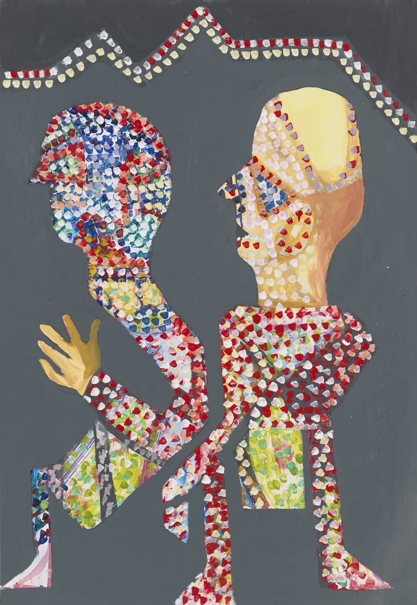 Dessin - Deux hommes en pointillés - Peinture à l'huile