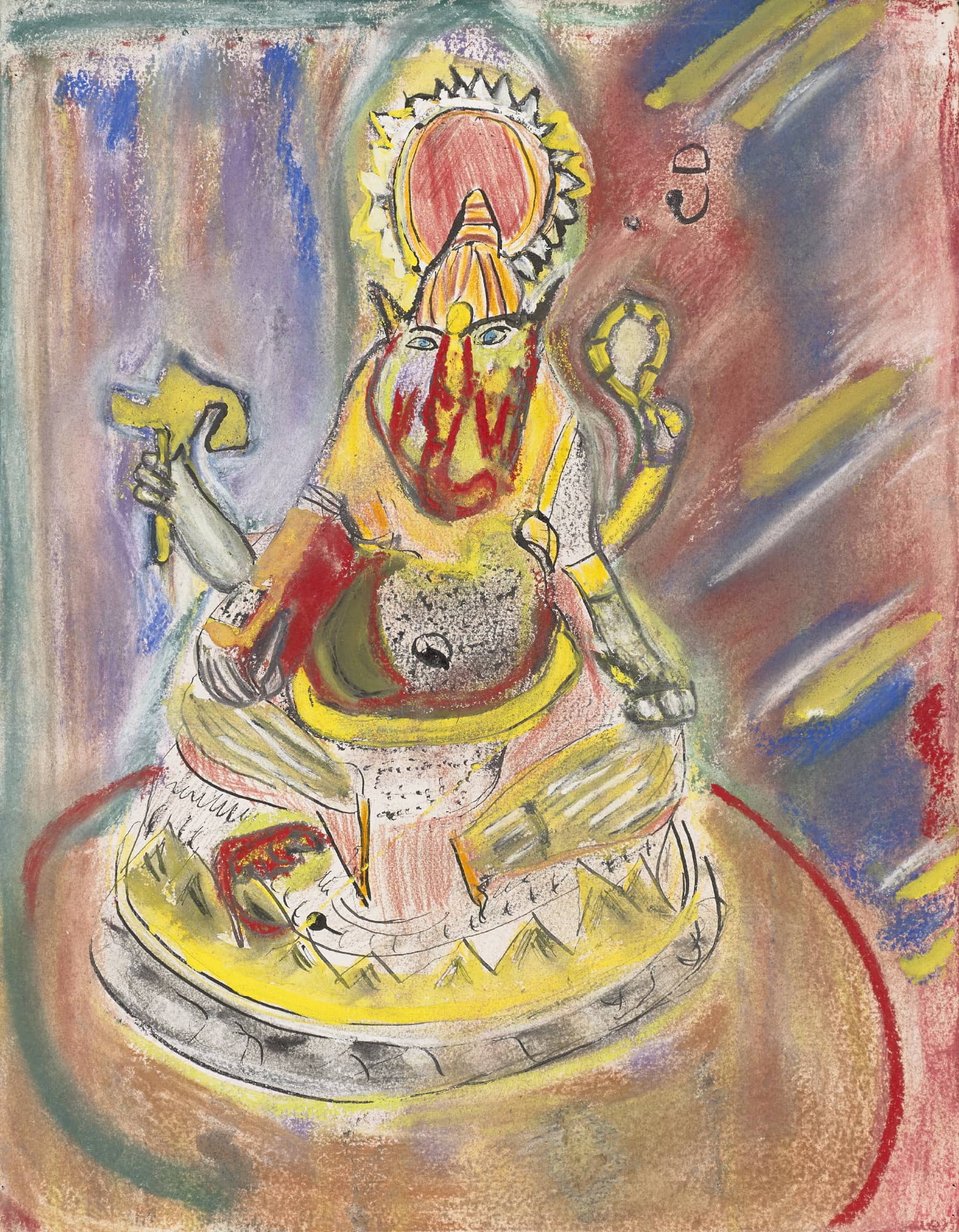 Dessin - Ganesh - Encre et pastel