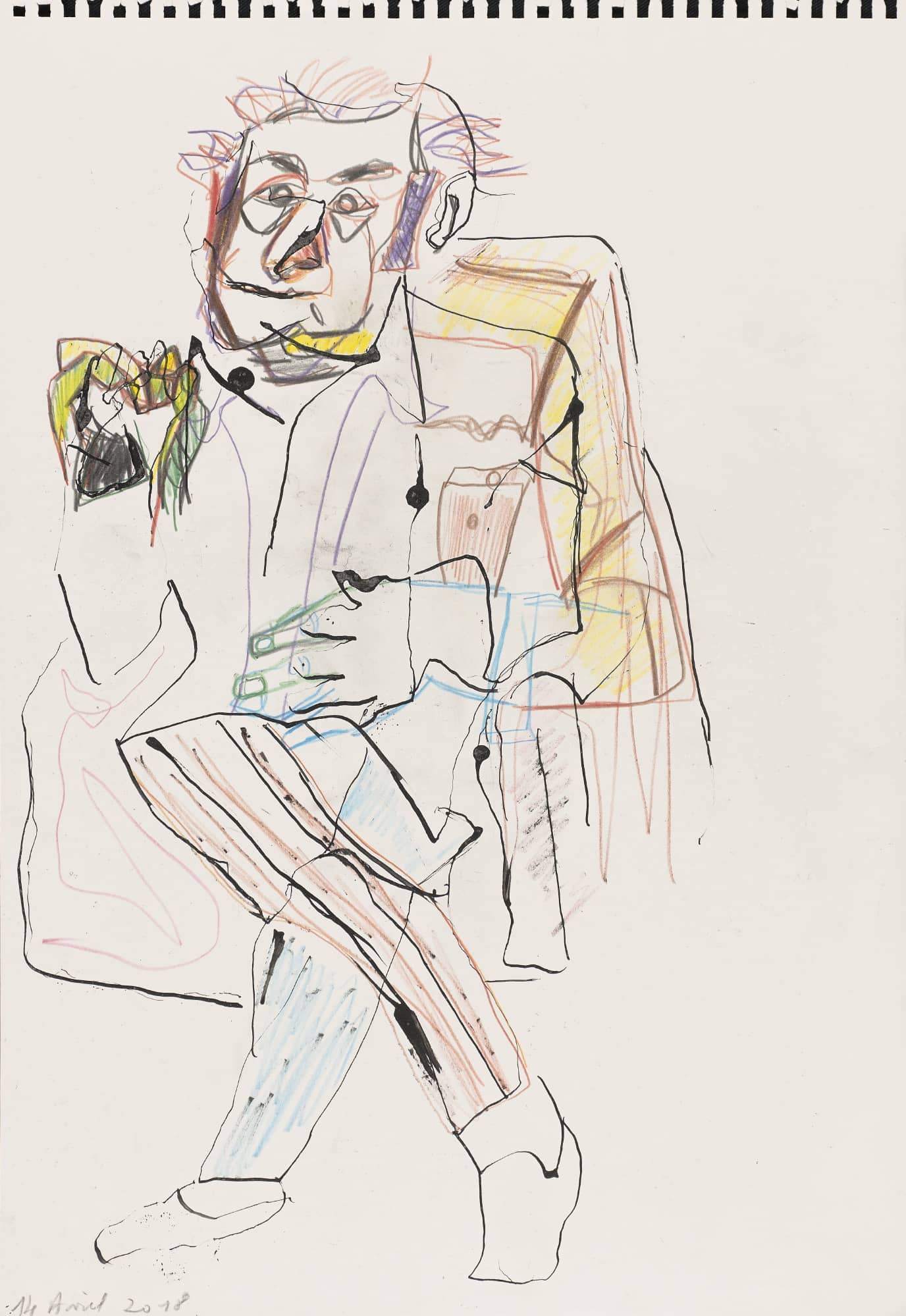 Dessin - Gérard Beringer - Encre de chine et crayons de couleur