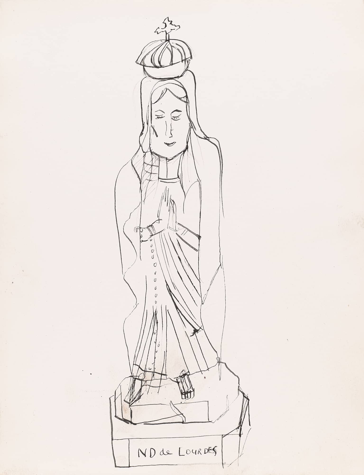 Dessin - Notre dame de Lourdes - Encre de chine