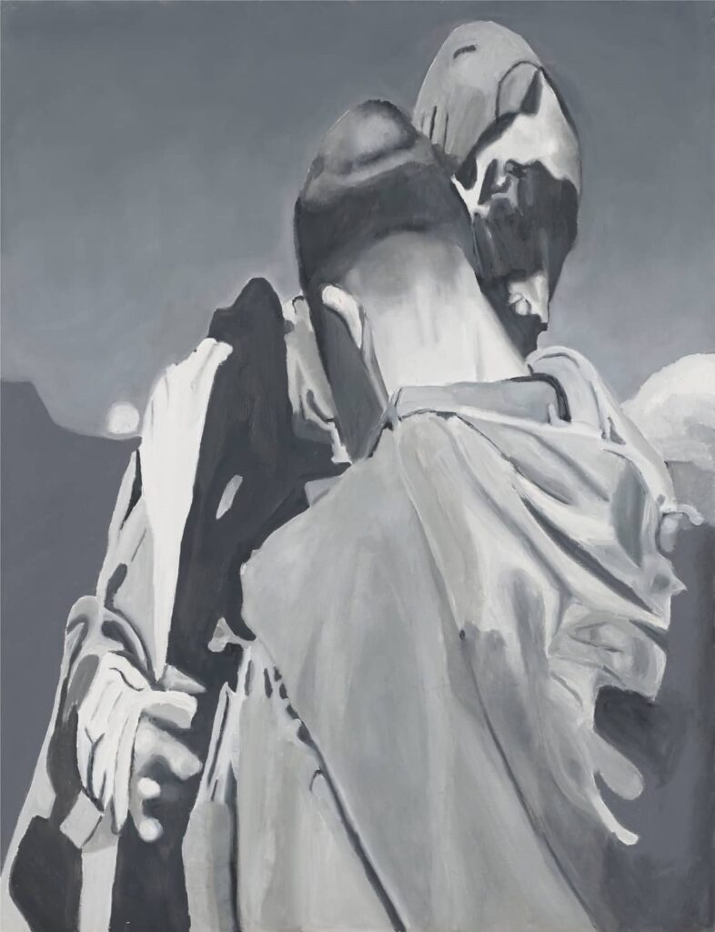 david kennedy artiste peintre - tableau religieux - Saint François embrassant le lépreux - huile sur toile